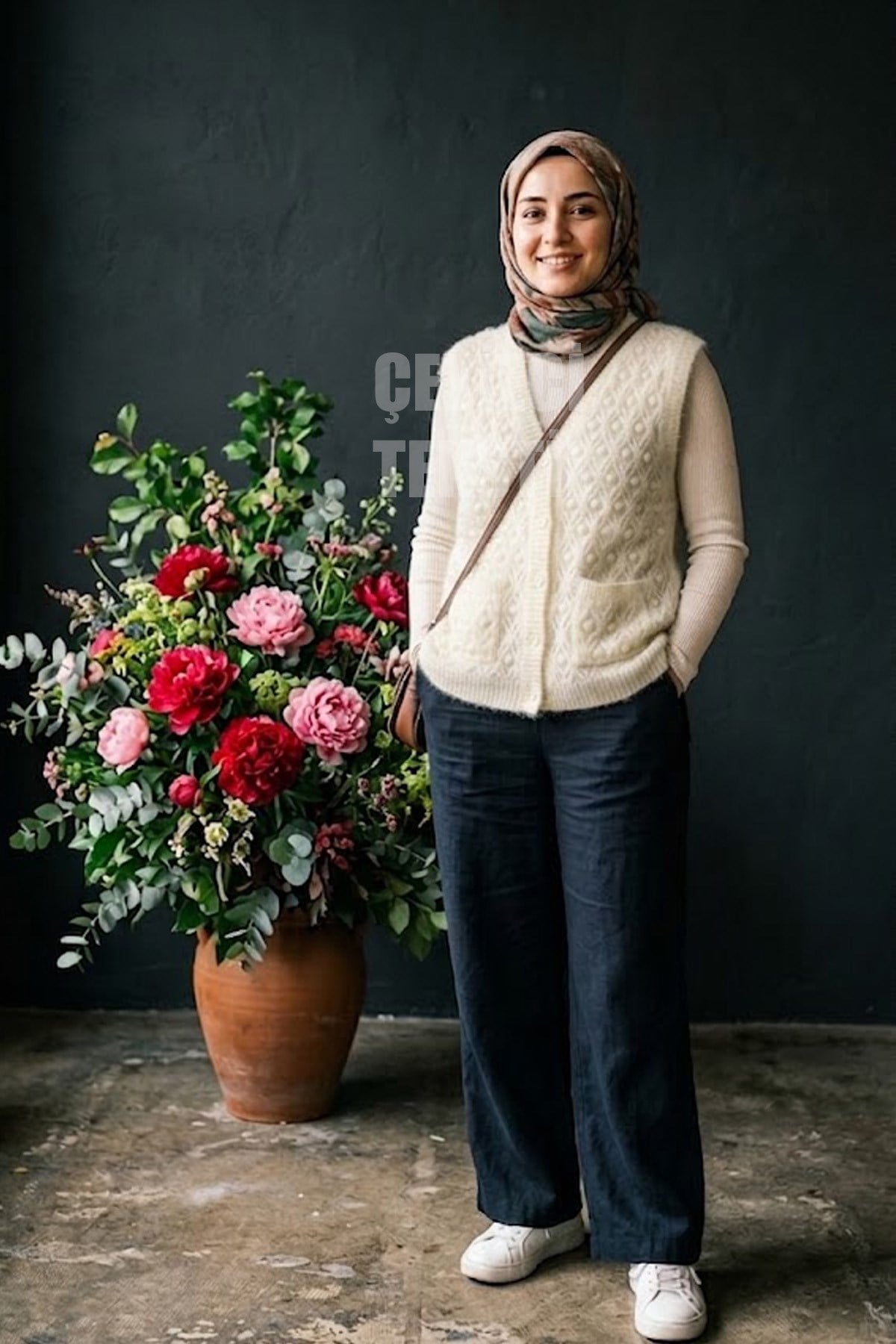 Yumoş Ponpon Düğmeli Yelek - Krem