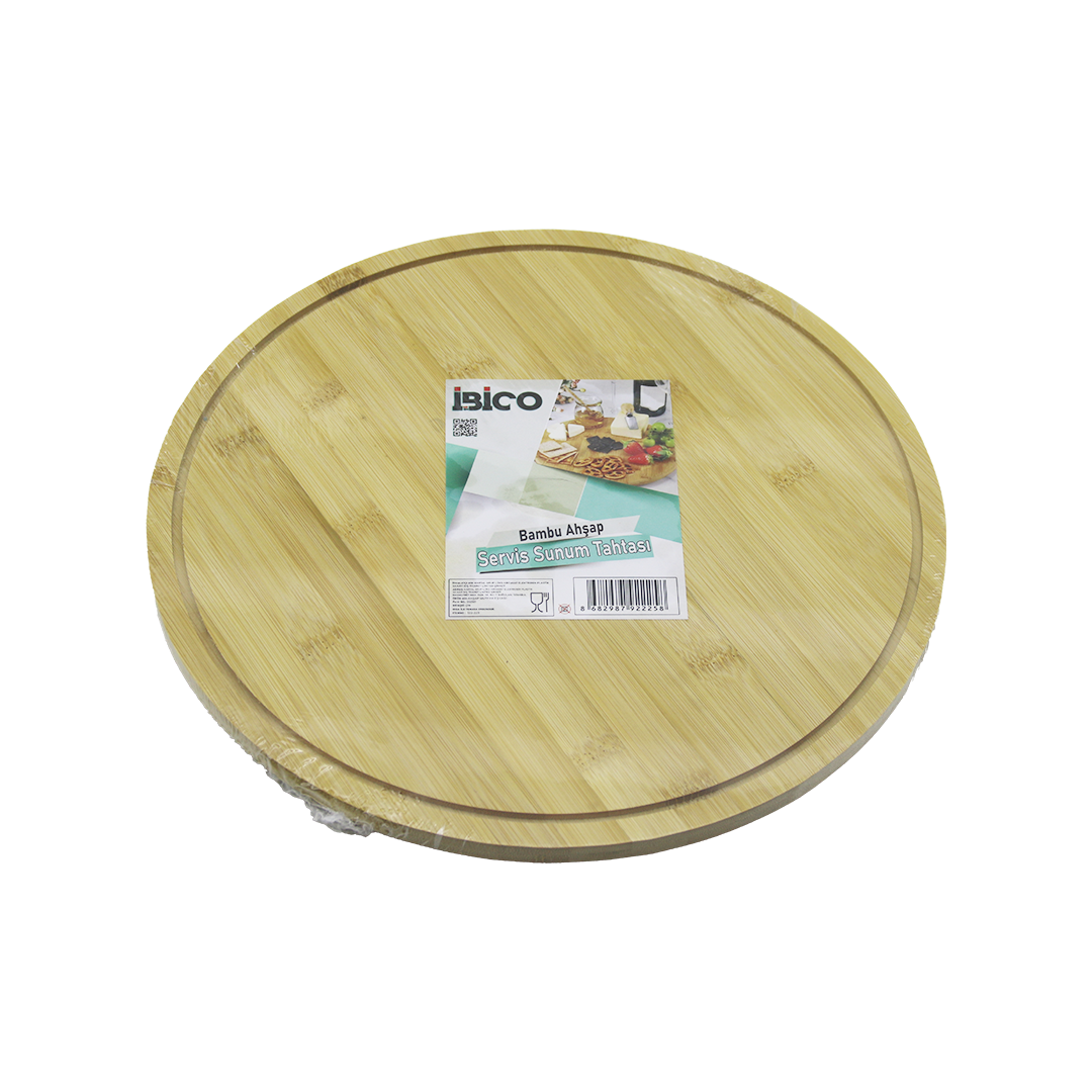 Yuvarlak 29.7 cm Bambu Döner Sunum Tepsisi (360°)
