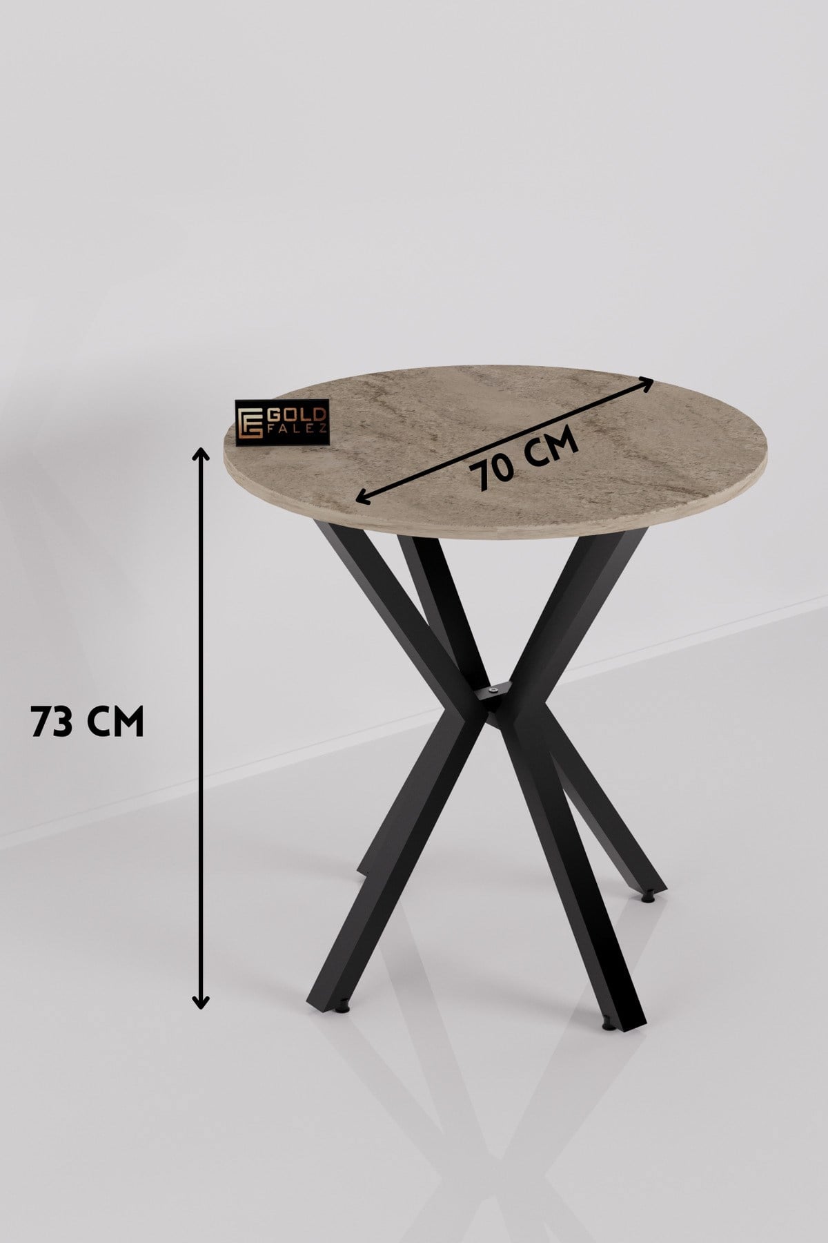 Yuvarlak Masa Traverten Ekru 70 cm
