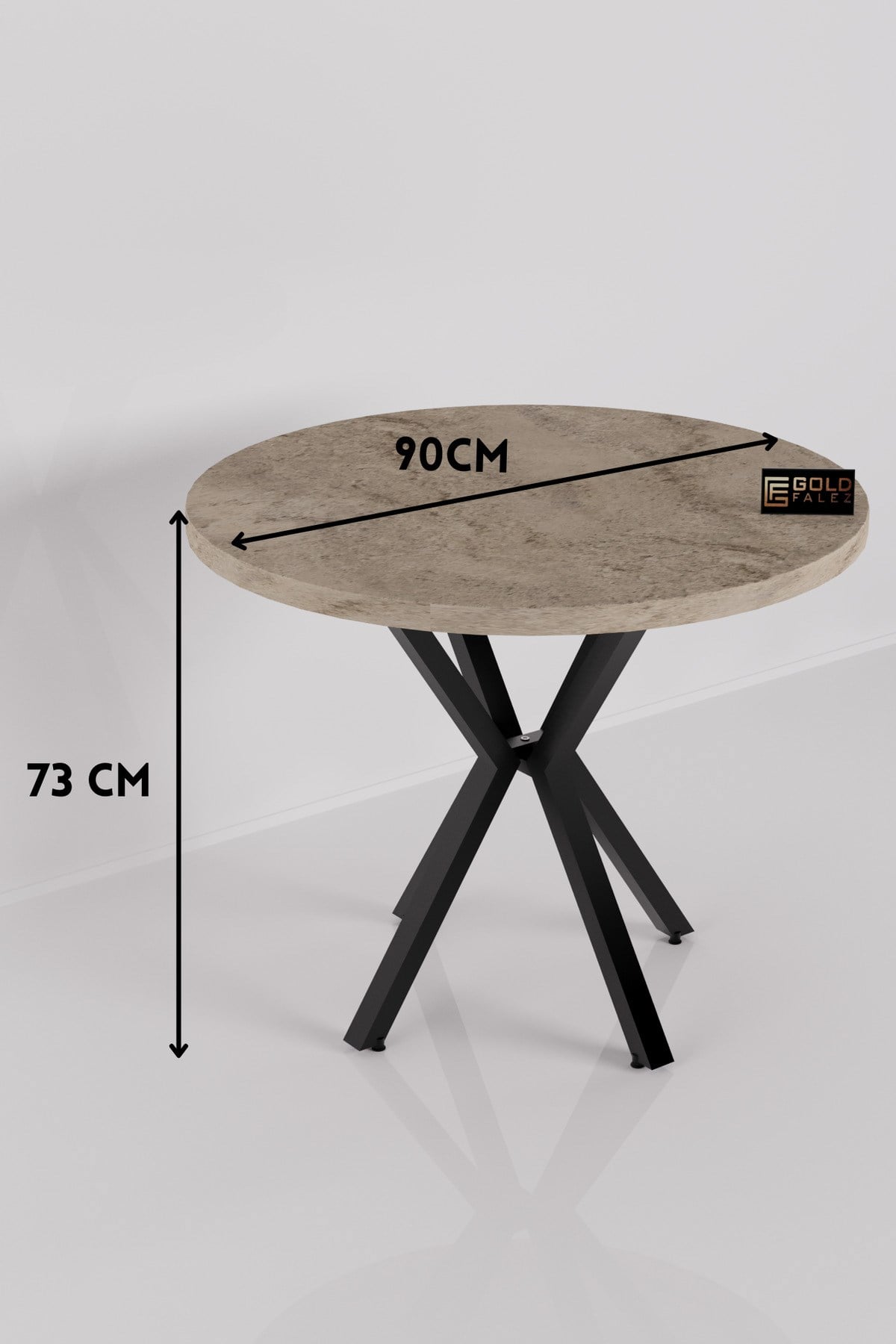 Yuvarlak Masa Traverten Ekru 90 cm