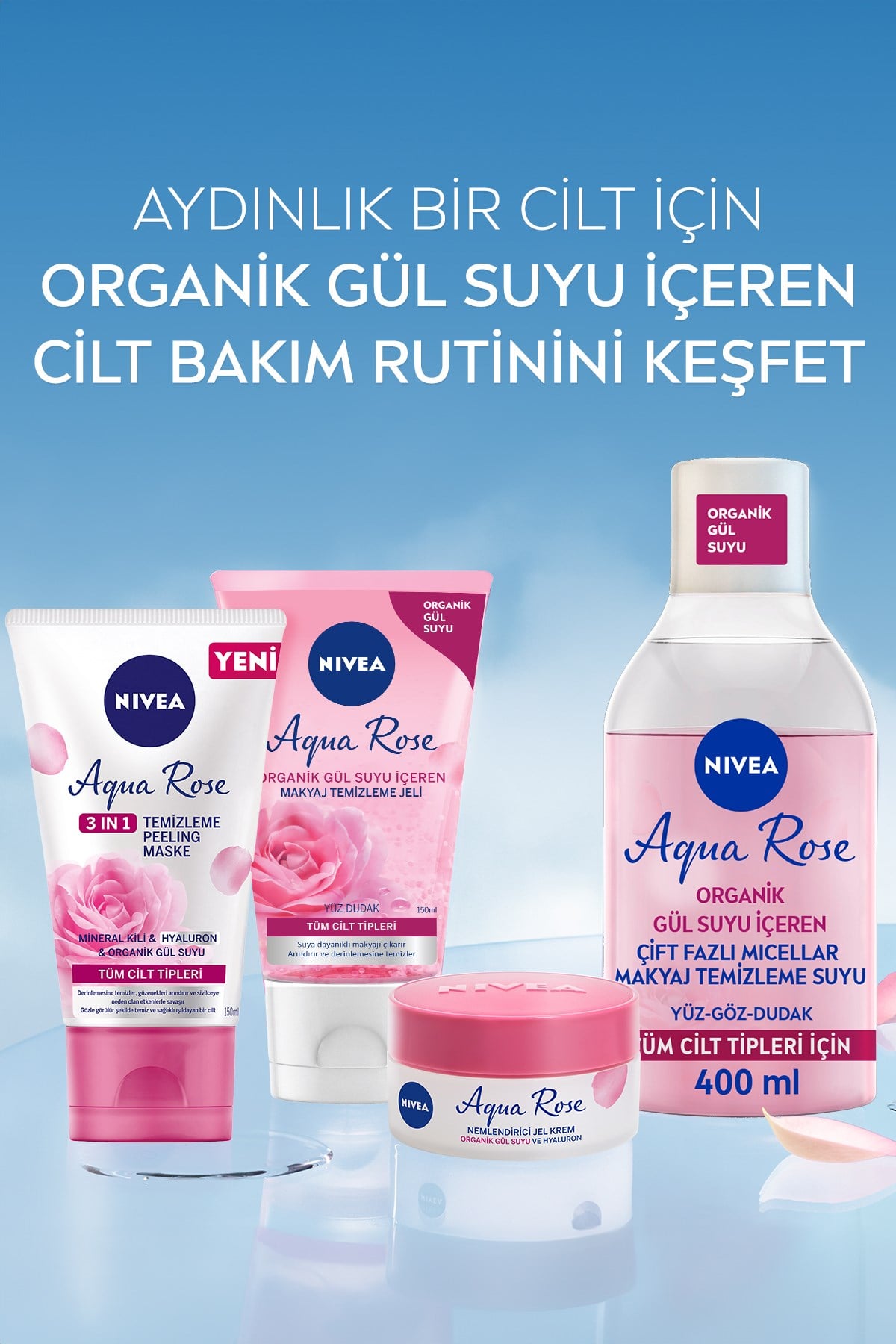 Yüz Bakim Kremi & Aqua Rose Organik Gül Sulu Nemlendirici Jel Gündüz Kremi 50ML