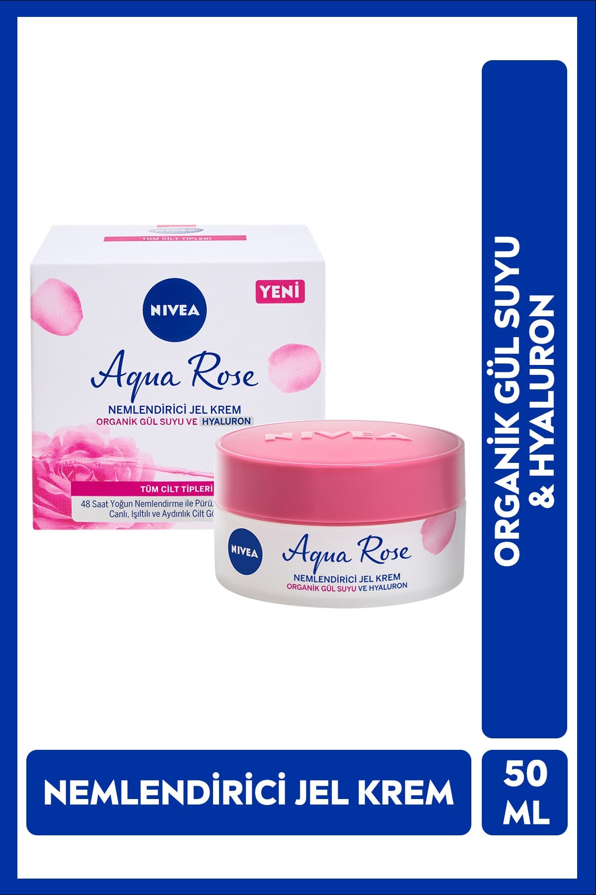 Yüz Bakim Kremi & Aqua Rose Organik Gül Sulu Nemlendirici Jel Gündüz Kremi 50ML