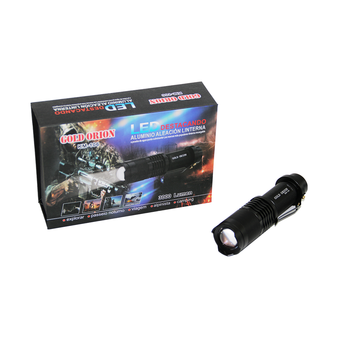 Zoomlu Şarjlı El Feneri 3000 Lumen Metal Kasa 12.5 cm