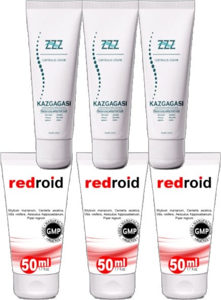 ZZZ Kaz Gagası Kremi 3 Adet 100 ml Corydalis Cream + 3 Adet Redroid 50 ml Analbakım Kremi