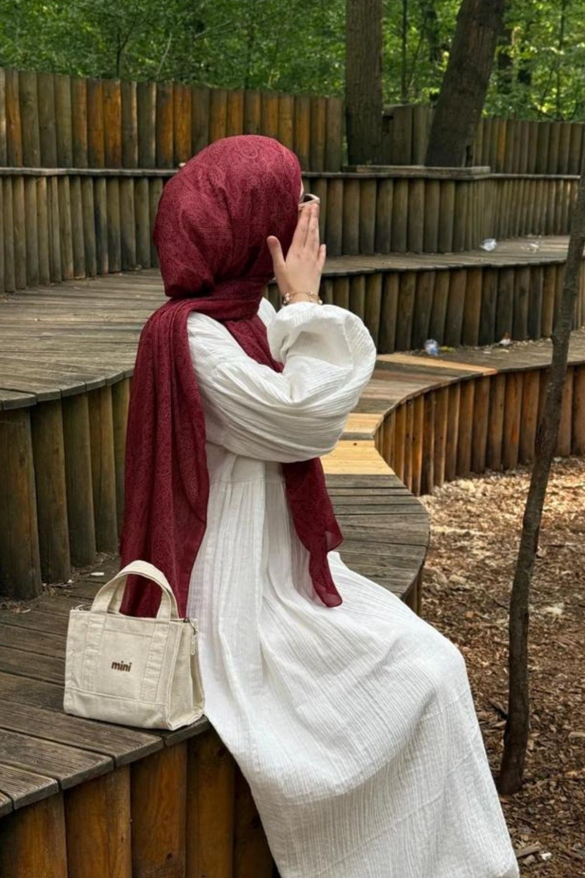 Pamuklu Soft İnci Desen Şal-Bordo