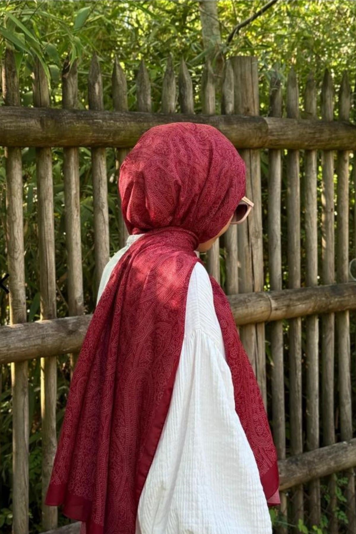 Pamuklu Soft İnci Desen Şal-Bordo