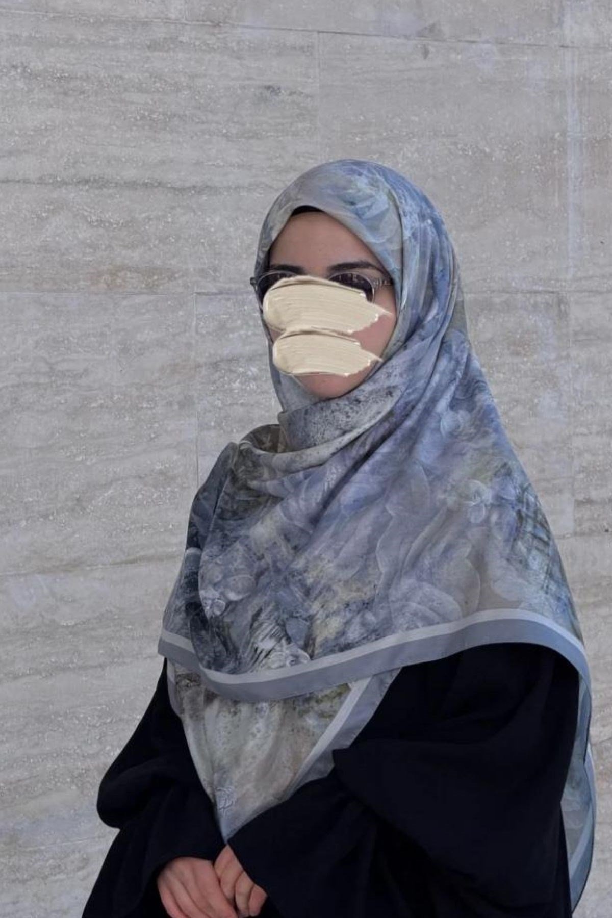 Pamuklu Soft Âlâ Desen Eşarp-Gümüş