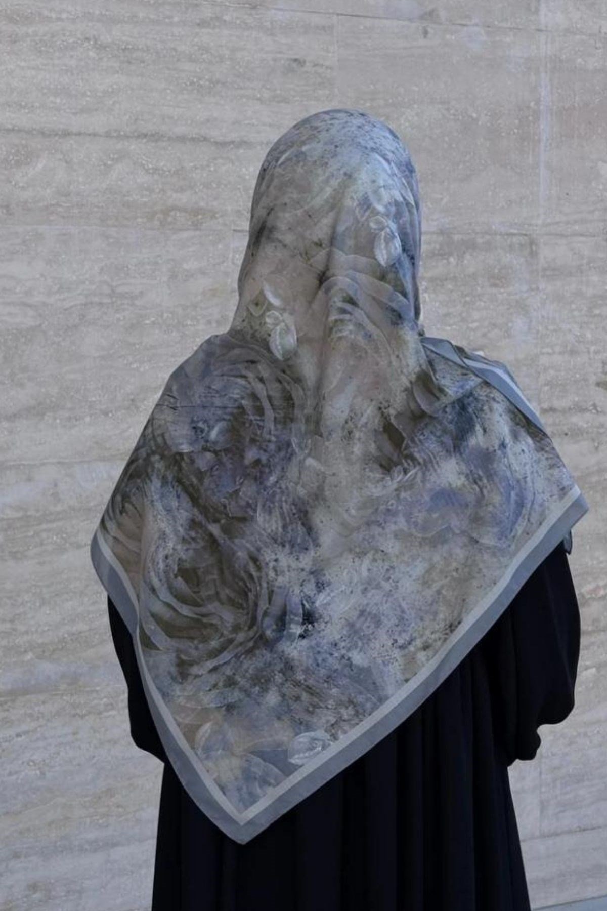 Pamuklu Soft Âlâ Desen Eşarp-Gümüş