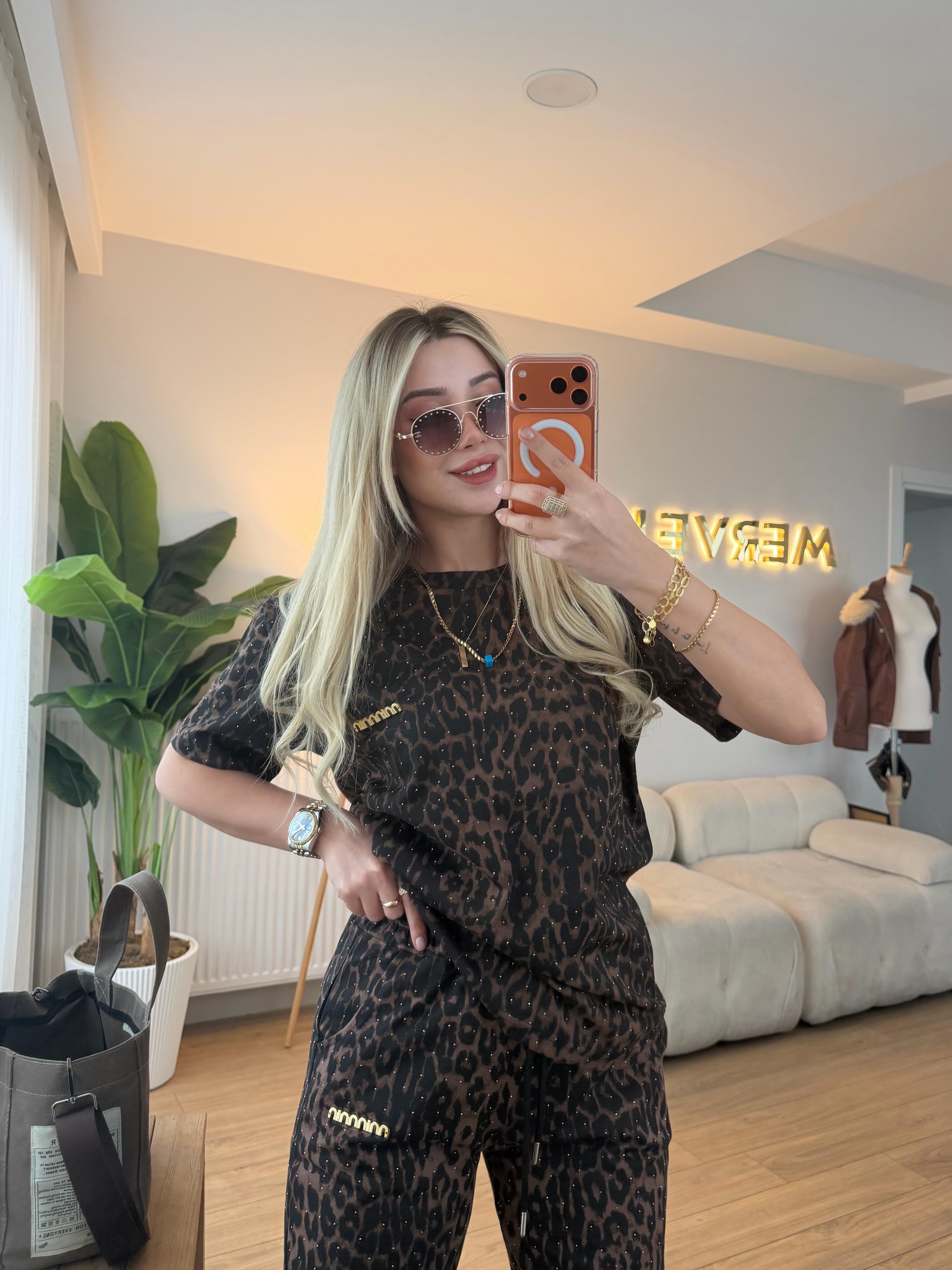 BASİC LEOPAR TAKIM KAHVERENGİ