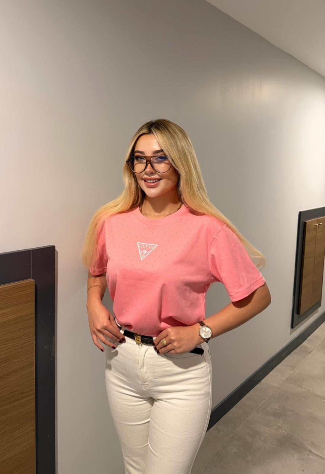 TAŞLI TİŞÖRT PEMBE