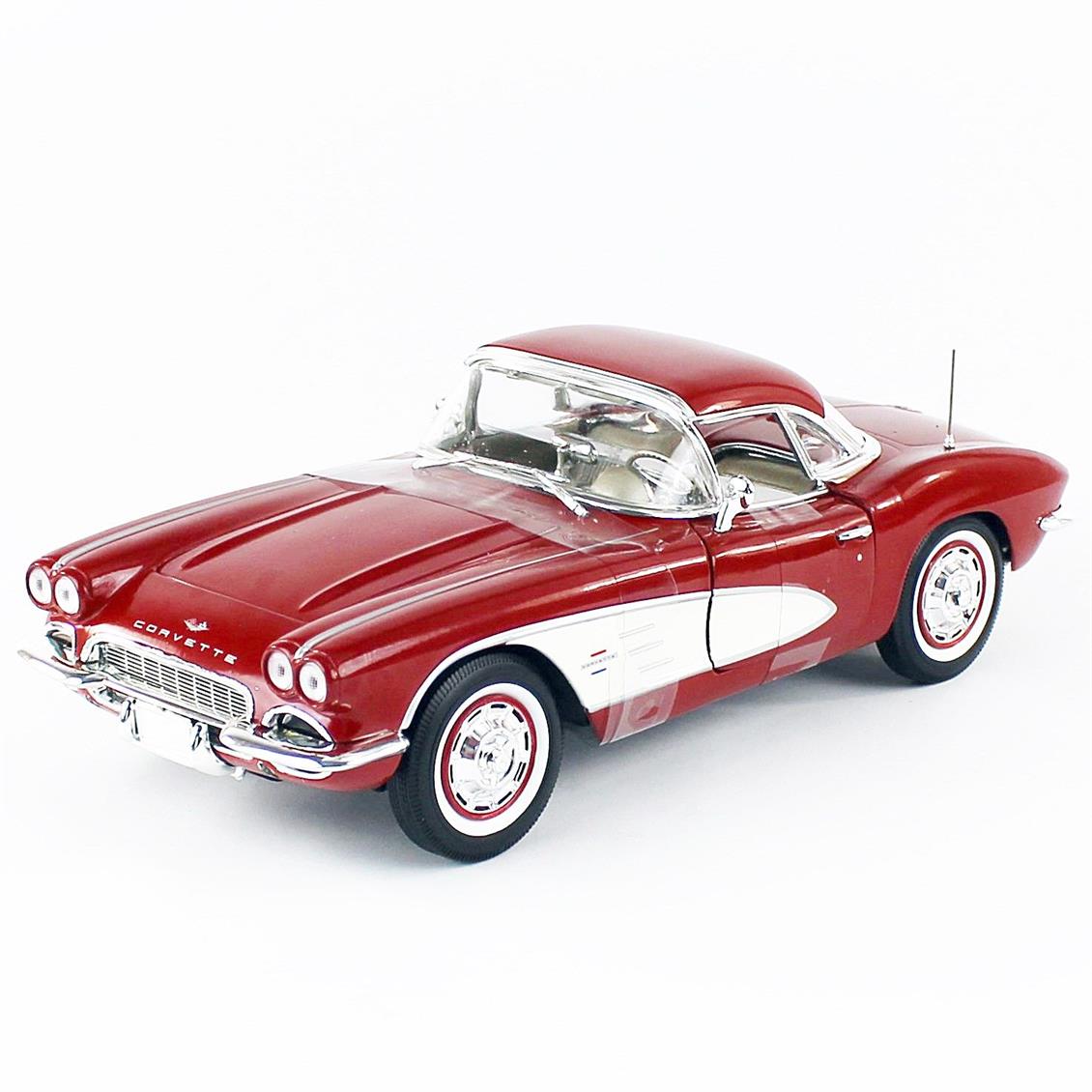 Autoworld AMM1281 1/18 1962 Chevy Corvette Convertible, Honduras Maroon Metallic, Sergilemeye Hazır Metal Araba Maketi