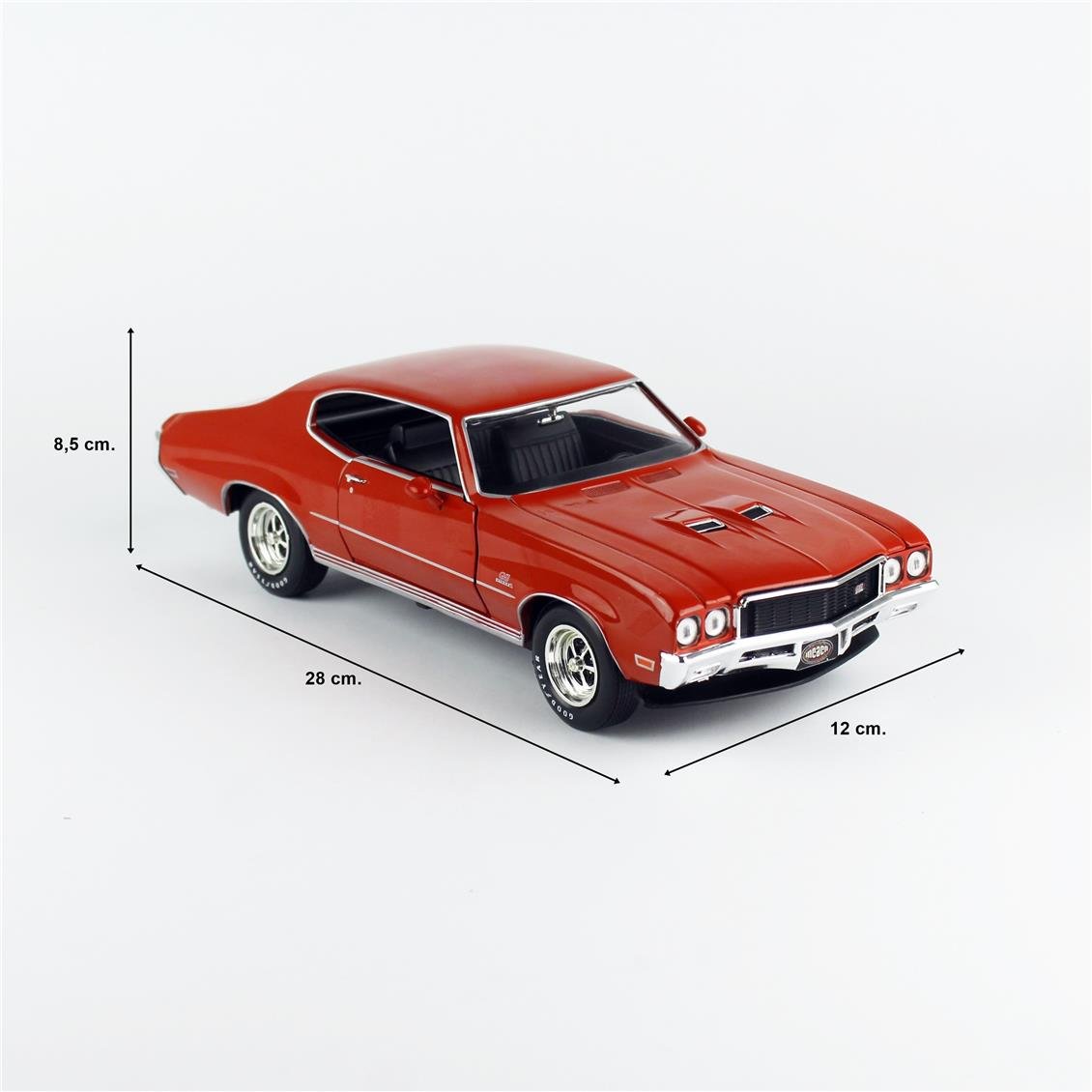 AutoWorld AMM1327 1/18 Ölçek, 1972 Buick GS Hardtop (MCACN), Br. Orange, Sergilemeye Hazır Metal Araba Modeli