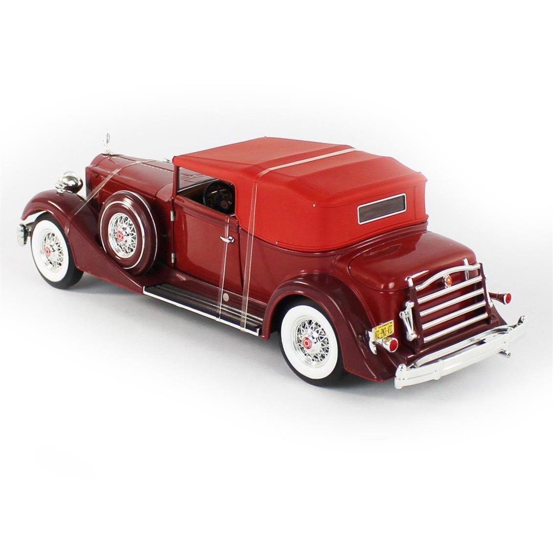 AutoWorld AW271 1/18 1934 Packard V12 Victoria Soft Top, Red, Sergilemeye Hazır Metal Araba Modeli