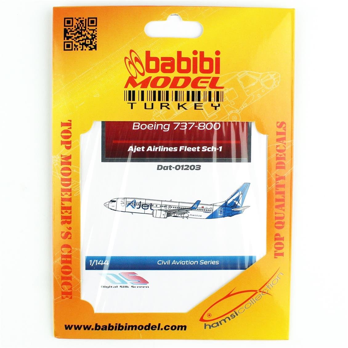 Babibi DAT01203 1/144 A Jet Boeing 737-800 Filo Şema-1 Decal Çıkartma