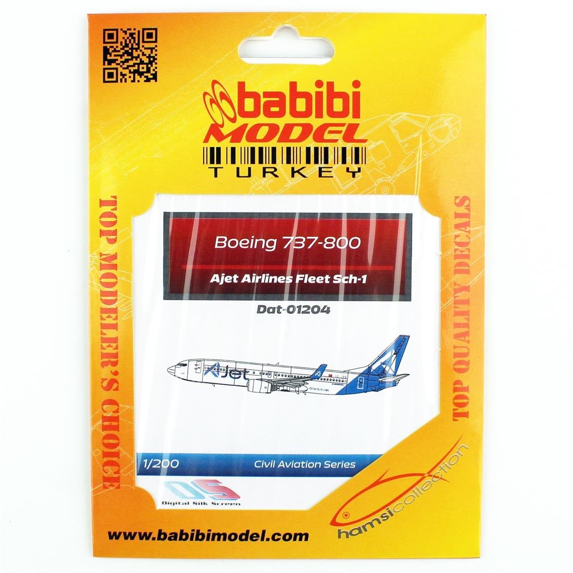 Babibi DAT01204 1/200 A Jet Boeing 737-800 Filo Şema-1 Decal Çıkartma