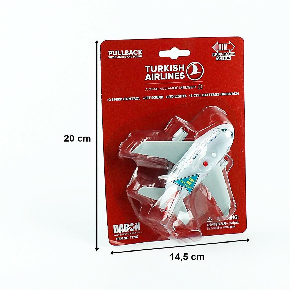 Daron 86TT-287 Türk Havayolları Logolu, Işıklı ve Sesli Çek-Bırak Uçak