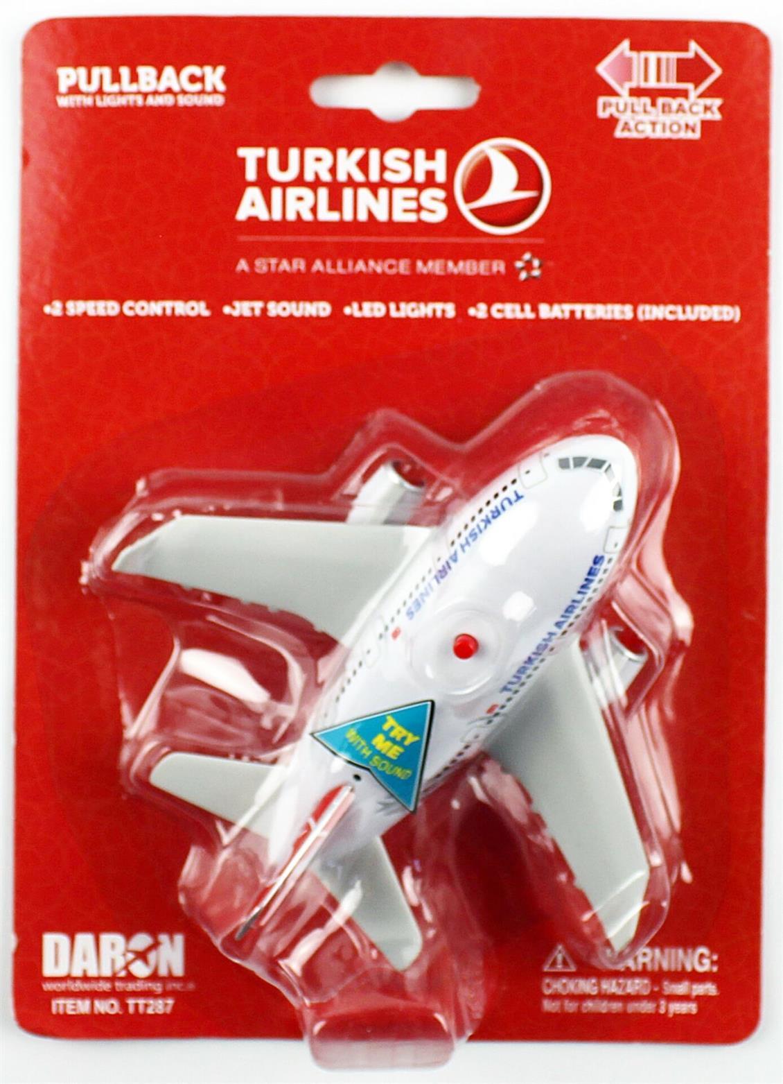 Daron 86TT-287 Türk Havayolları Logolu, Işıklı ve Sesli Çek-Bırak Uçak