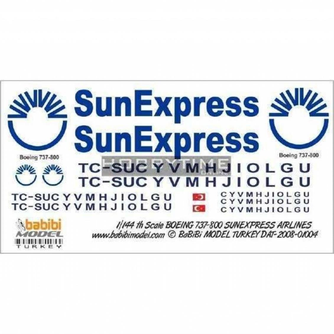 DAT01004 1/144 SUN EXPRESS 737-800 DEKAL ÇIKARTMA