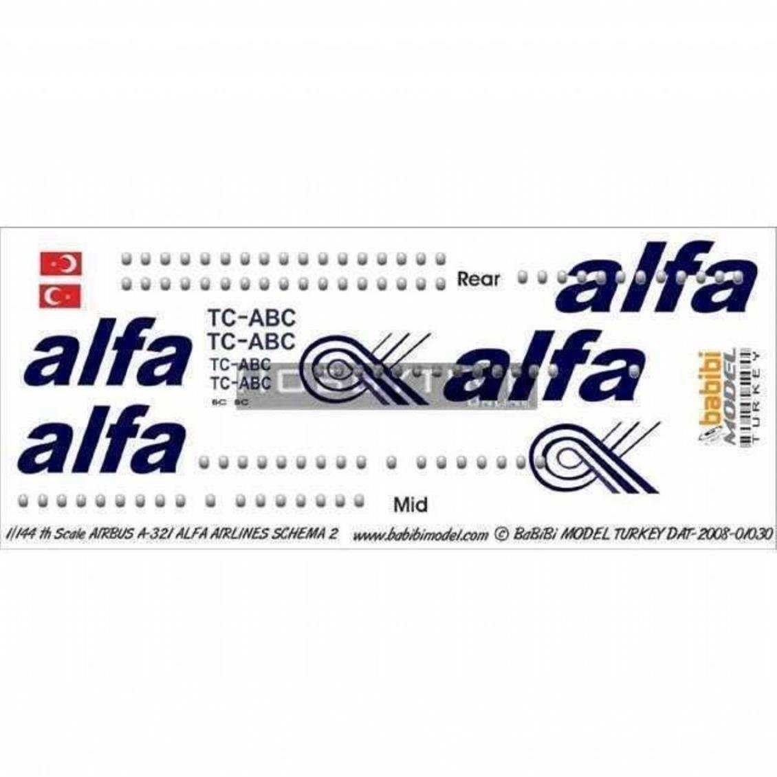 DAT01030 1/144 AİR ALFA A-321 ŞEMA2 DEKAL ÇIKARTMA