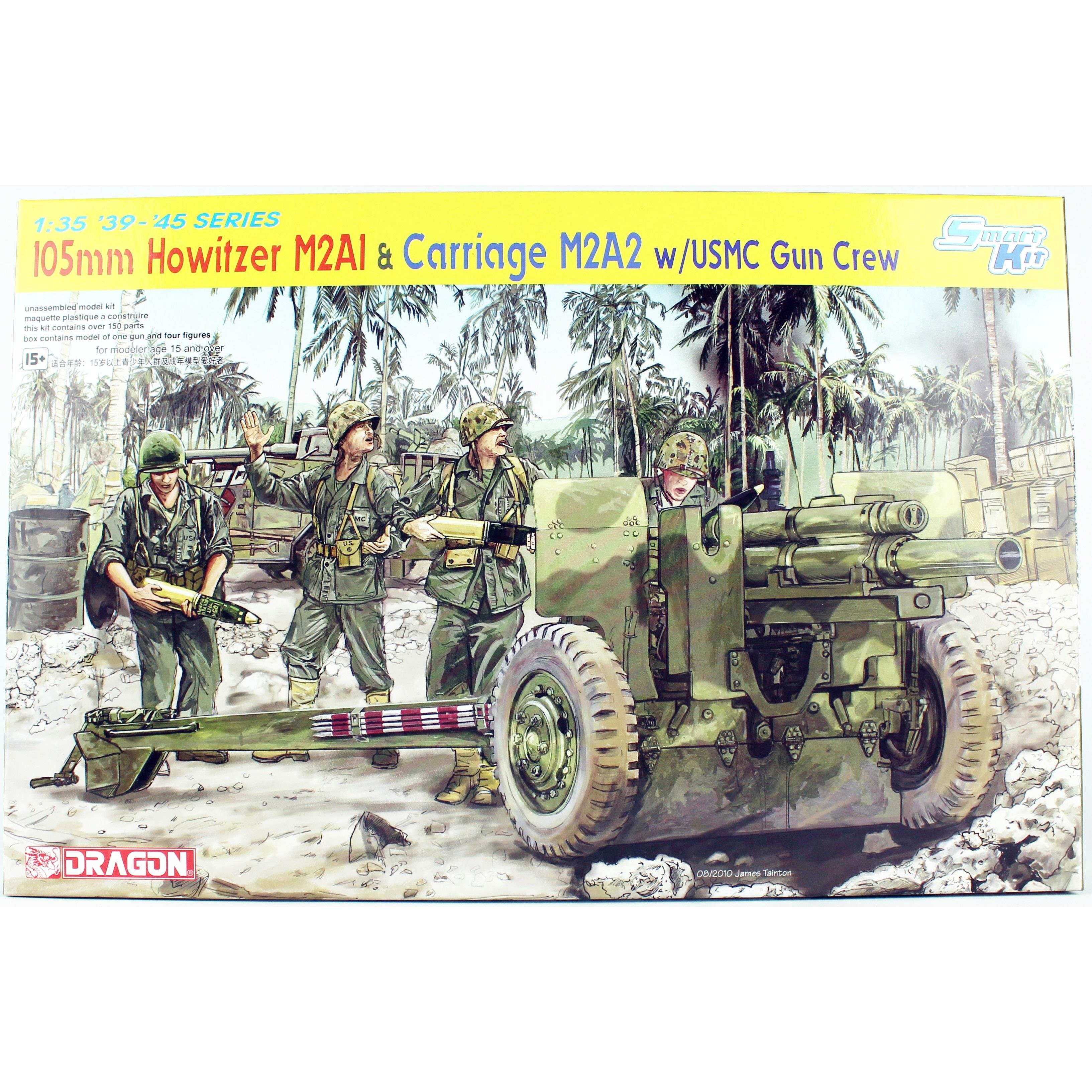 Dragon 6531 1/35 Ölçek,105mm Howitzer M2A1 Top ve M2A2 Römork ile Mürettebatı, Plastik Model Kiti