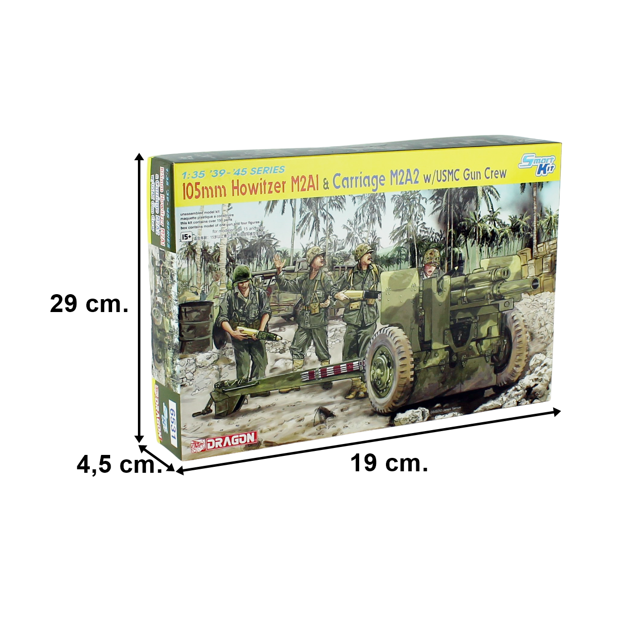 Dragon 6531 1/35 Ölçek,105mm Howitzer M2A1 Top ve M2A2 Römork ile Mürettebatı, Plastik Model Kiti