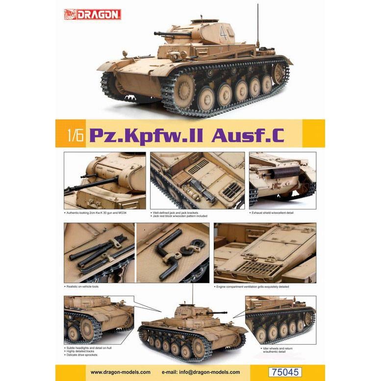 Dragon 75042 1/6 Ölçek,  Pz.Kpfw.II Ausf. C Hafif Tankı Plastik Model Kiti