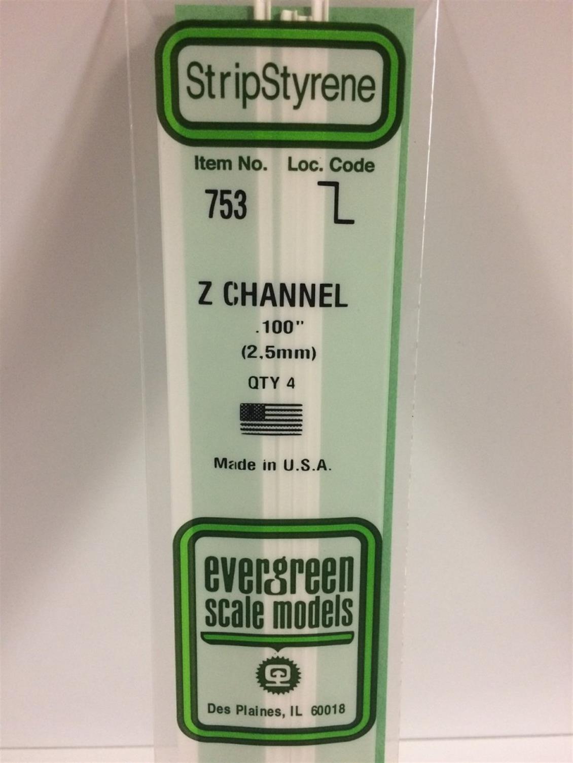 Evergreen 753 2.5x355 mm. Z profil Polistren Çubuk-4 Adet- Beyaz
