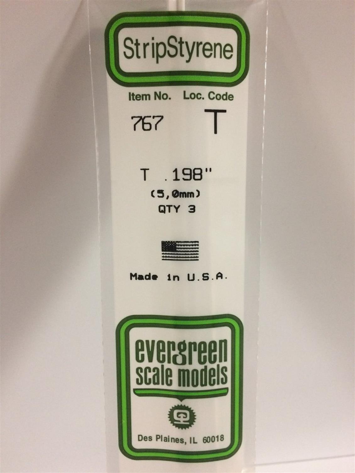 Evergreen 767 5.0x355 mm. T profil Polistren Çubuk-3 Adet- Beyaz
