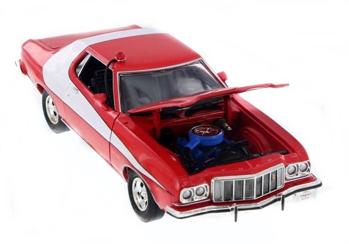 GreenLight 19017 1/18 1976 Ford Gran Torino (Starsky&Hutch TV Seri 1975-79), Kırmızı-Beyaz, Sergilemeye Hazır Metal Araba Modeli