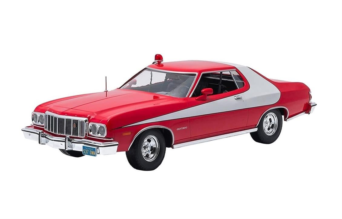 GreenLight 19017 1/18 1976 Ford Gran Torino (Starsky&Hutch TV Seri 1975-79), Kırmızı-Beyaz, Sergilemeye Hazır Metal Araba Modeli