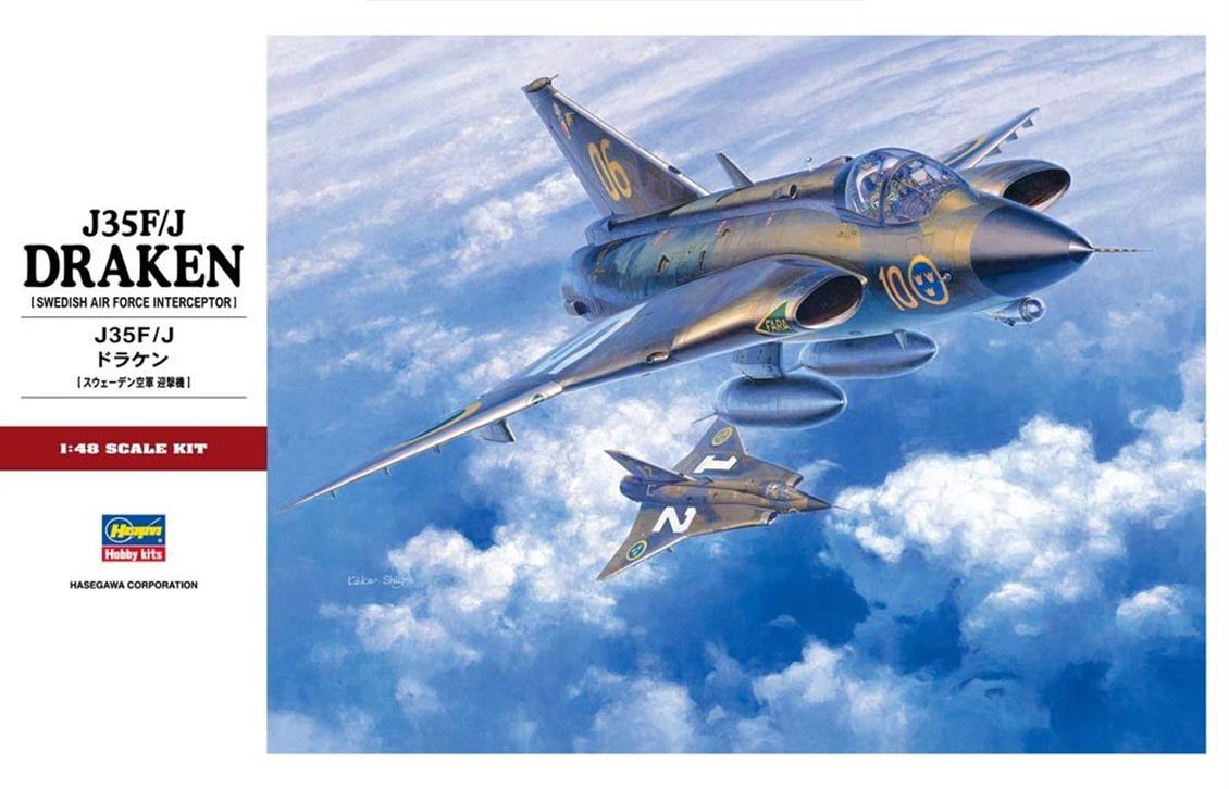 Hasegawa PT41 07241 1/48 J35F/J Draken Savaş Uçağı Demonte Plastik Maketi