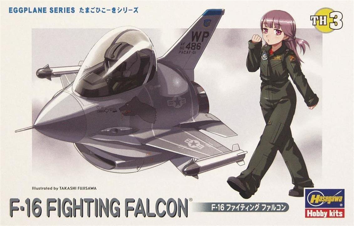 Hasegawa TH3 60103 F-16 Fighting Falcon Savaş Uçağı (Eggplane Serisi) Demonte Plastik Maketi