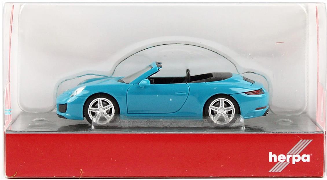 Herpa 028844-002 1/87 Ölçek Porsche 911 C2 Cabrio, Miami Mavisi, Sergilemeye Hazır Model Araç