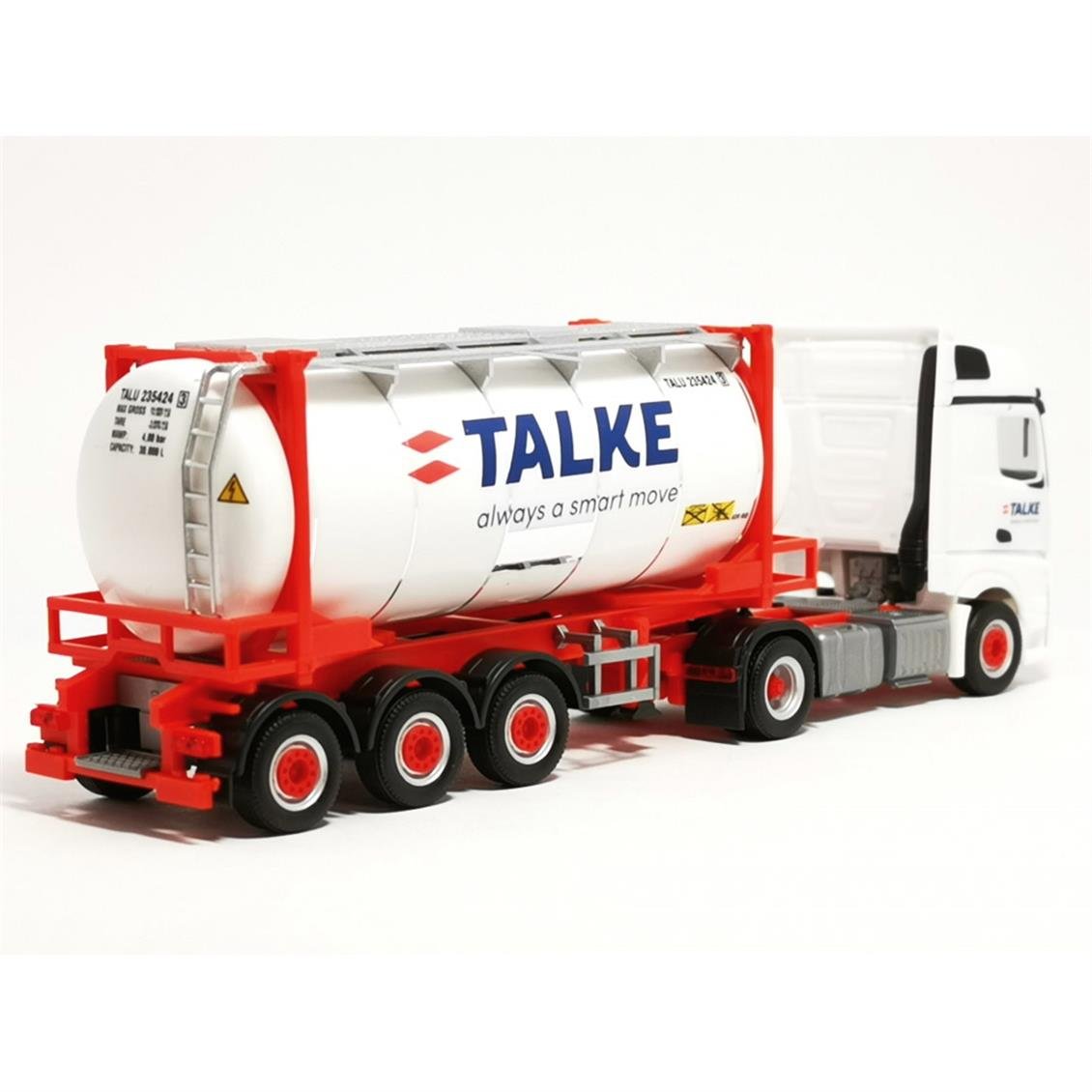 Herpa 316002 1/87 Ölçek Mercedes-Benz Actros, Tanker Konteynerli TIR (Talke), Sergilemeye Hazır Model Araç