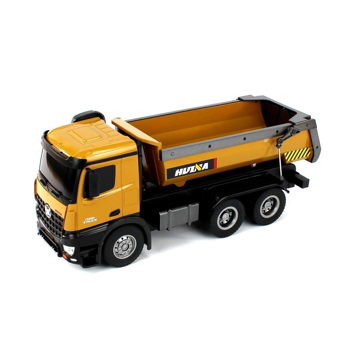 Huina 1573 1/14 Ölçek, Damperli Kamyon, Metal Destekli, 10 Kanal Uzaktan Kumandalı İş Makinası