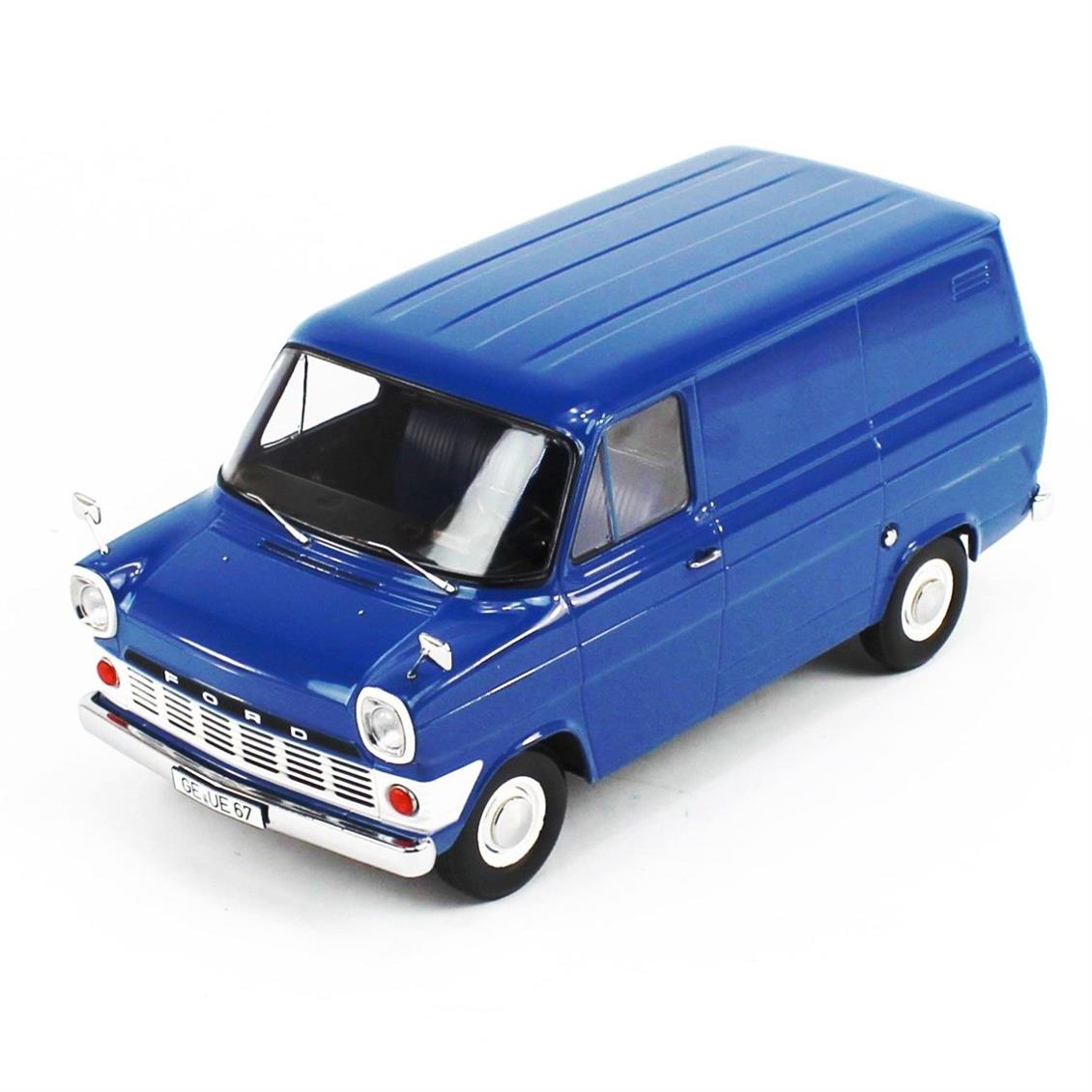 KKscale 180491 1/18 1965 Ford Transit Van, MKI, Mavi, Sergilemeye Hazır Metal Van Kamyonet Modeli