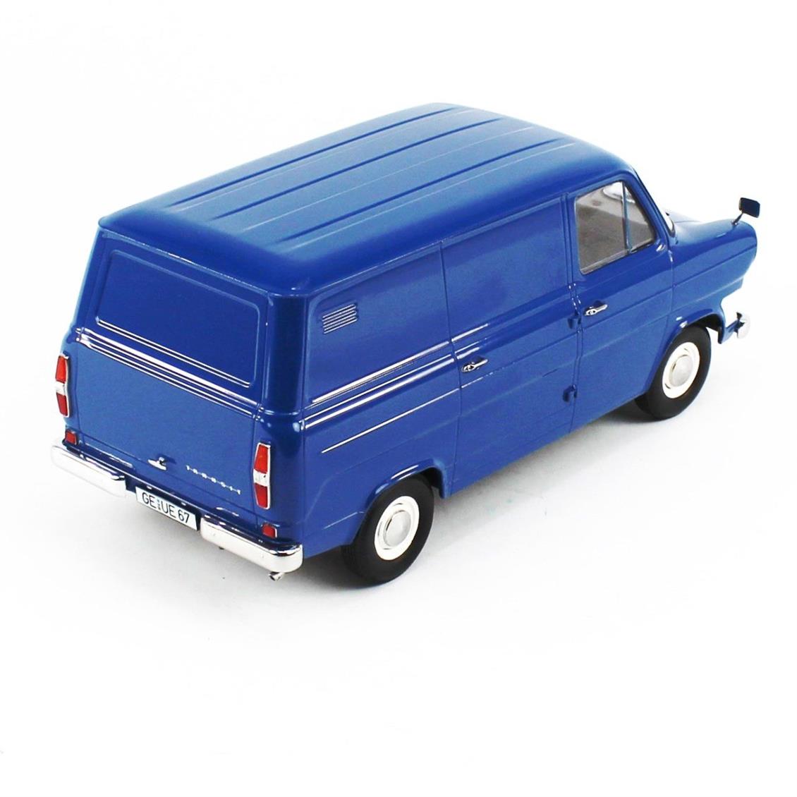 KKscale 180491 1/18 1965 Ford Transit Van, MKI, Mavi, Sergilemeye Hazır Metal Van Kamyonet Modeli