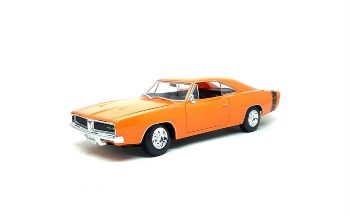 Maisto 31387 1/18 1969 Dodge Charger R/T, Orange, Sergilemeye Hazır Metal Araba Modeli