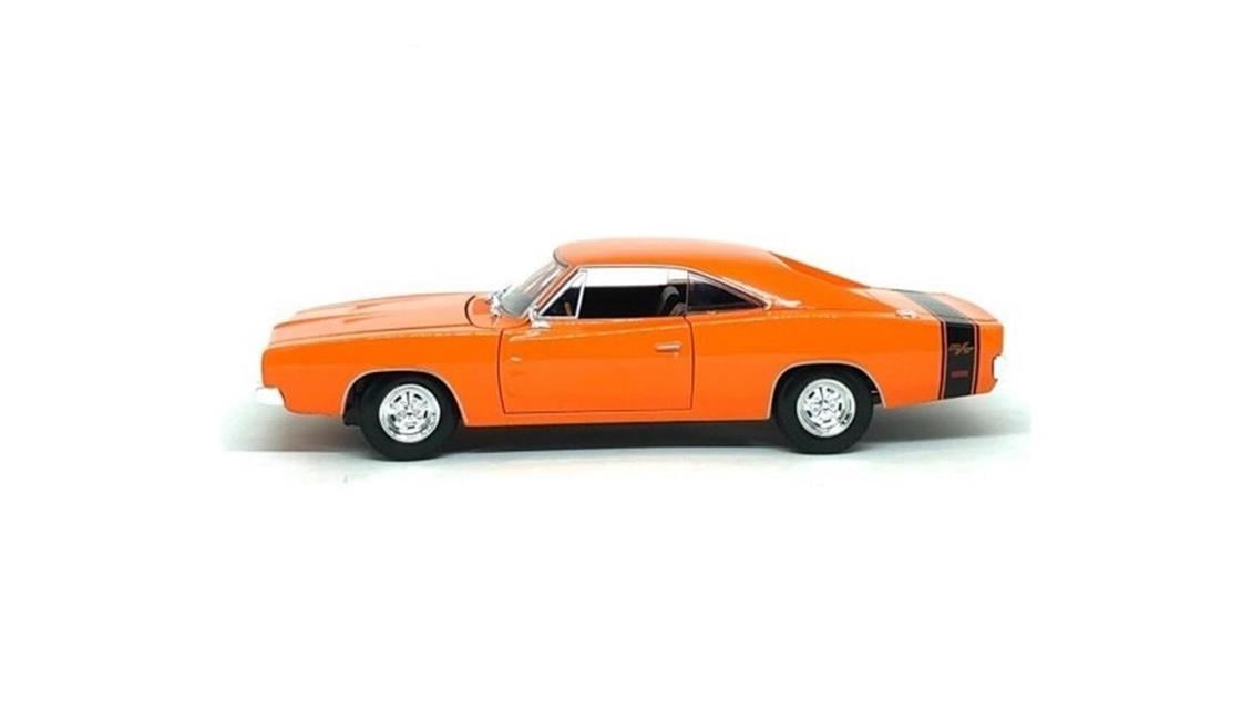 Maisto 31387 1/18 1969 Dodge Charger R/T, Orange, Sergilemeye Hazır Metal Araba Modeli