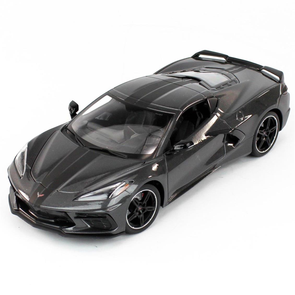 Maisto 31447 1/18 2020 Chevrolet Corvette Stingray, Gri, Sergilemeye Hazır Metal Araba Modeli