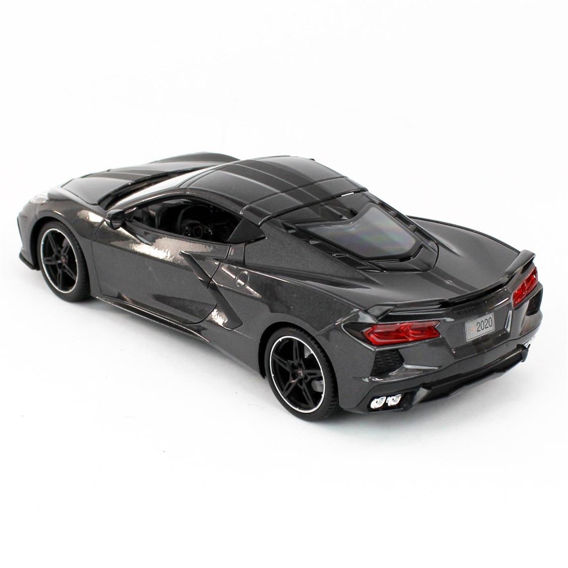 Maisto 31447 1/18 2020 Chevrolet Corvette Stingray, Gri, Sergilemeye Hazır Metal Araba Modeli