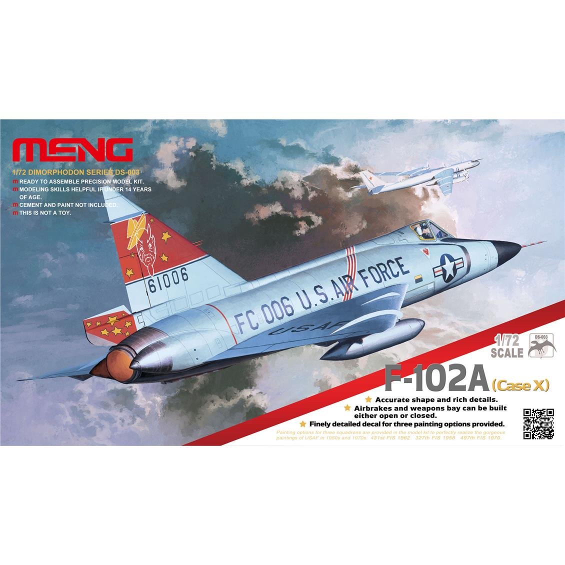 Meng DS-003 1/72 Ölçek F-102A (Case X) Savaş Uçağı, Plastik Model Kiti