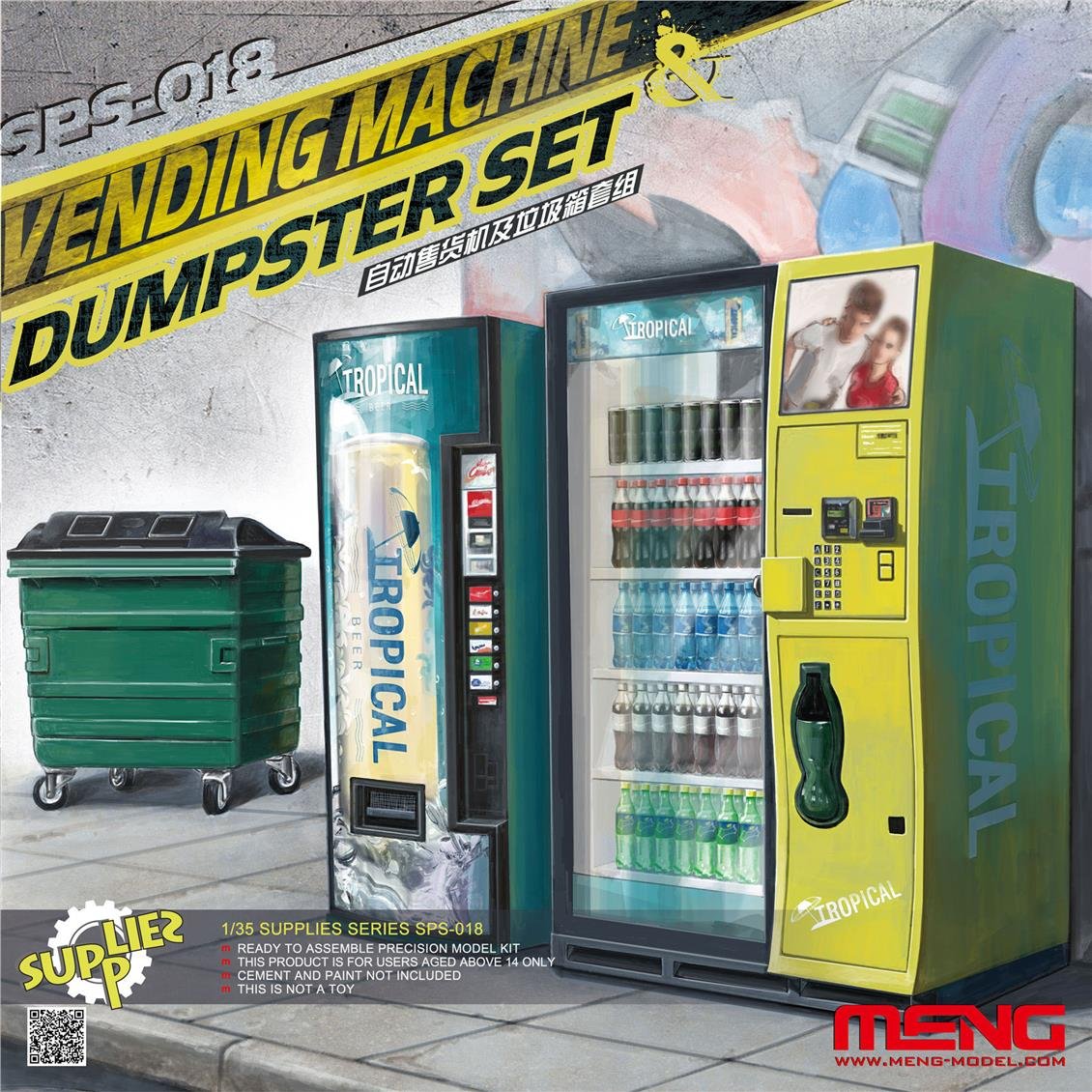 Meng SPS-018 1/35 Ölçek Otomat ve Çöp Bidonu Seti, Plastik Model Kiti