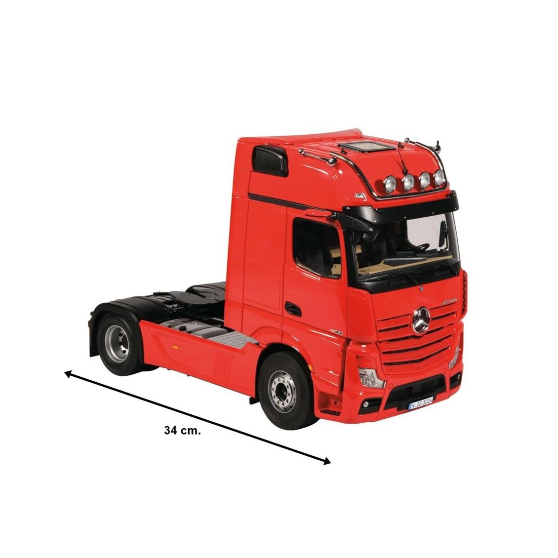 NZG LM10240010 1/50 Ölçek, Mercedes-Benz ACTROS Giga (Mirrocam), Ateş Kırmızısı, Sergilemeye Hazır Metal Çekici Modeli
