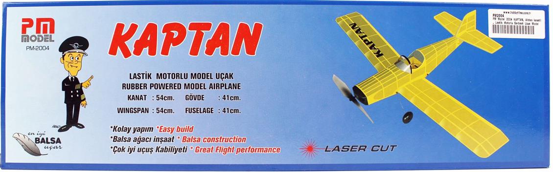 PM Model 2004 KAPTAN, Alttan kanatlı, Lastik Motorlu Serbest Uçuş Model Kiti