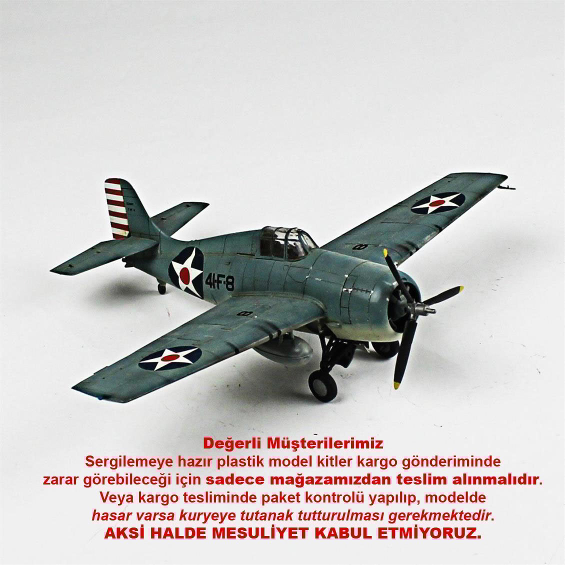 QD026 1/48 F4F Martlett Sergilemeye Hazır Plastik Uçak Maketi