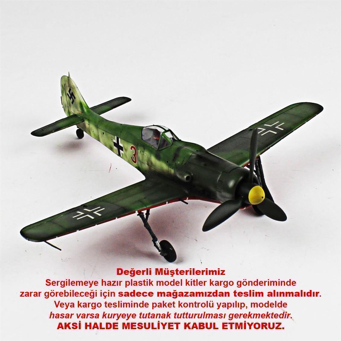 QD041 1/48 Focke-Wulf 190 D-9 Sergilemeye Hazır Plastik Uçak Maketi