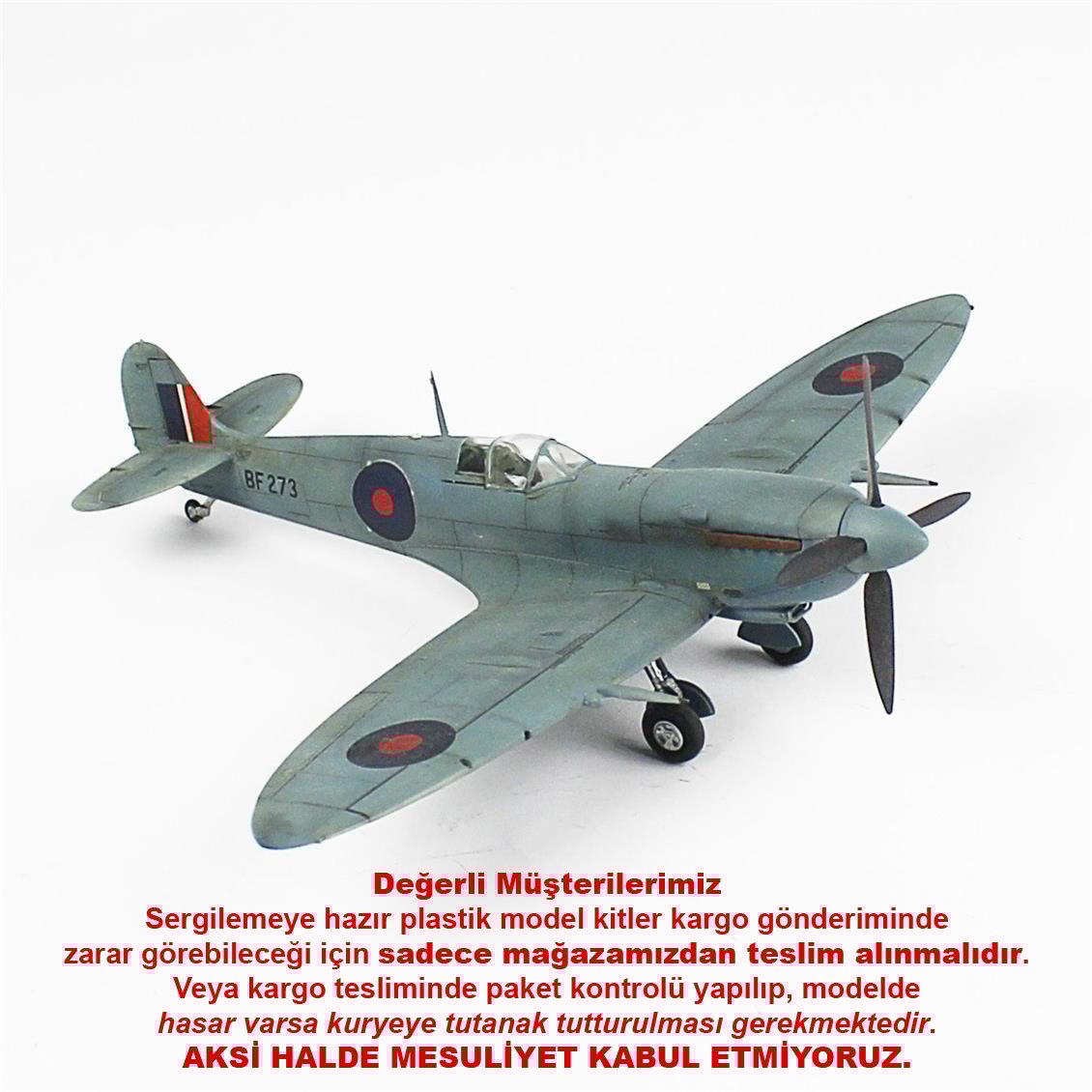 QD043 1/48 Spitfire   Sergilemeye Hazır Plastik Uçak Maketi