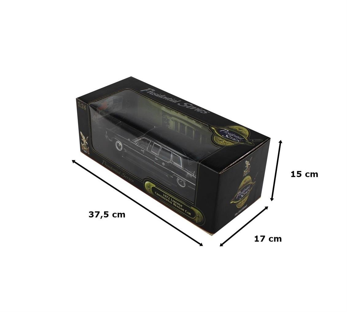 Road Signature 24068 1/24 1972 Lincoln Continental Reagan Car, Black, Sergilemeye Hazır Metal Araba Modeli