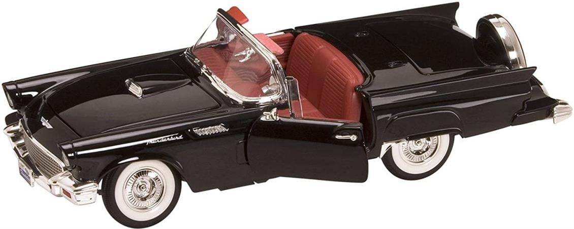 Road Signature 92358 1/18 1958 Ford Thunderbird, Black, Sergilemeye Hazır Metal Araba Modeli